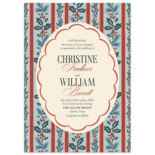 Elegant Vintage Christmas Wedding Invitations Pastel Blue Signature Blank No Standard