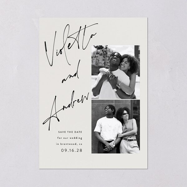 Signed Save The Date Cards Licorice Signature smooth Blank No Standard