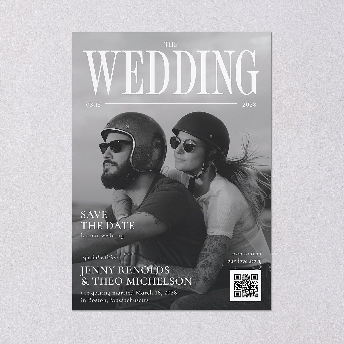 Magazine Cover Save the Date Cards Licorice Signature smooth Blank No Standard