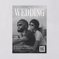 Magazine Cover Save the Date Cards Licorice Signature smooth Blank No Standard