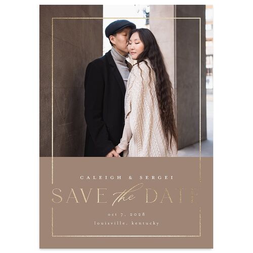 Elegant Frame Save the Date Cards Gold Fawn Signature smooth Blank No Standard
