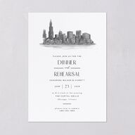 Watercolor Chicago Rehearsal Dinner Invitations Licorice Signature Blank Standard