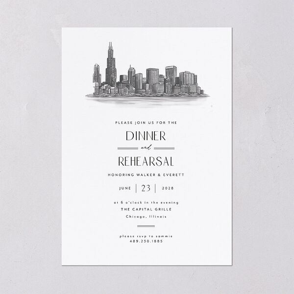 Watercolor Chicago Rehearsal Dinner Invitations Licorice Signature Blank Standard
