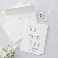 Classic Flourish Wedding Invitations Pure White Signature Blank No Standard