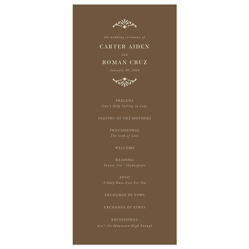 Luxe Monogram Wedding Programs Sepia Signature