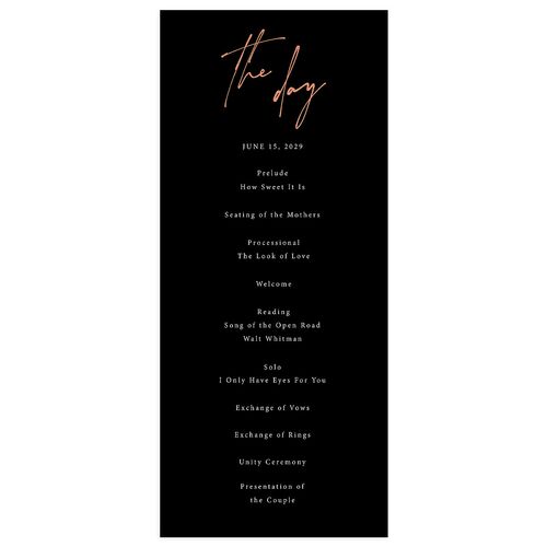 Just Love Wedding Programs Rose Gold Licorice Signature