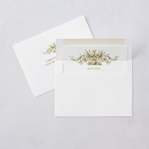 Ornate Vintage Crest Wedding Invitations Umber Signature Blank No Standard