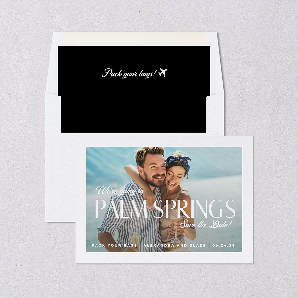 Destination Save the Date Cards Pure White Signature smooth Blank No Standard