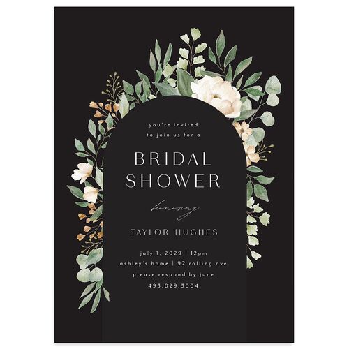 Lush Arch Bridal Shower Invitations Licorice Signature Blank Standard