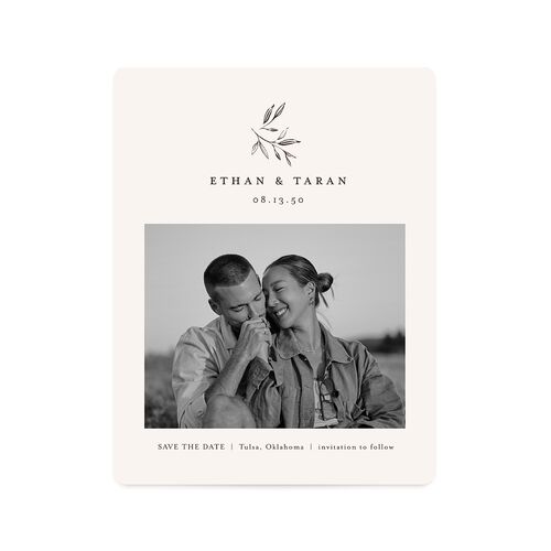 Minimal Leaves Save The Date Magnets Bisque Magnet Paper