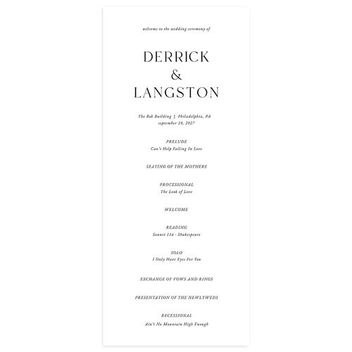 Manhattan Wedding Programs Pure White Signature