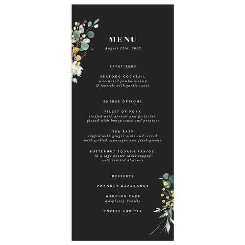 Rustic Greenery Menus Latte Signature