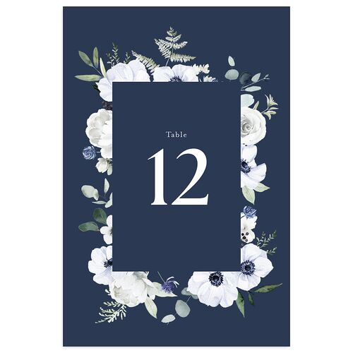 Elegant Anemone Table Numbers Midnight Navy Signature