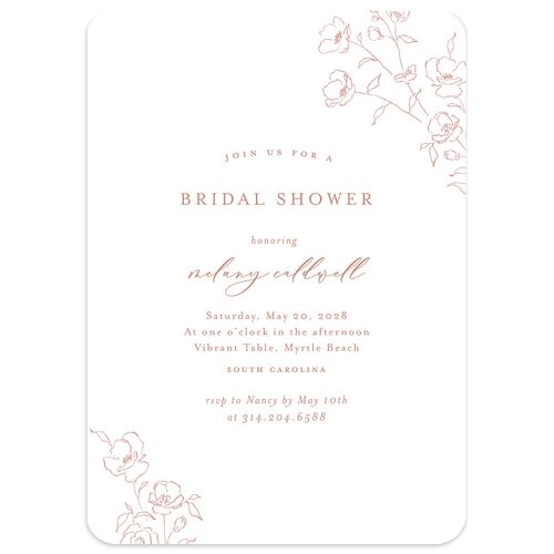 Floral Adornment Bridal Shower Invitations Dusty Rose Signature Blank Rounded