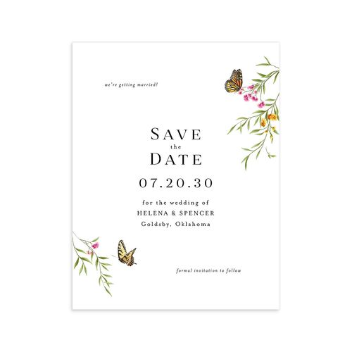 Rustic Butterfly Garden Save the Date Petite Cards Pure White Signature smooth Blank No Standard