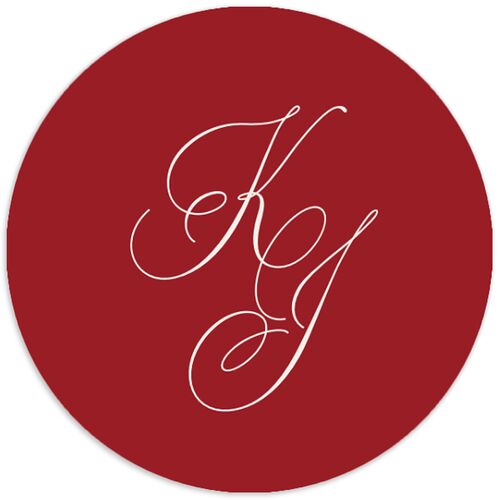 Classic Just Merried Script Holiday Stickers Ruby Circle