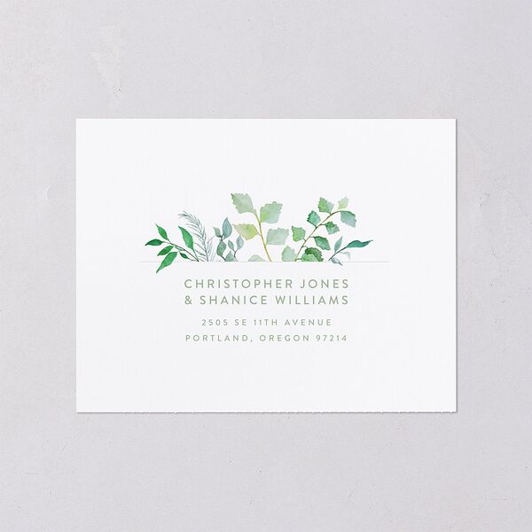 Leafy Ampersand All-in-One Wedding Invitations Eucalyptus Signature Light Both Recipient and Return Addresses No