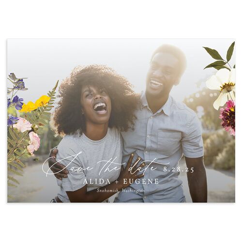 Pressed Flowers Save The Date Cards Sunflower Signature smooth Blank No