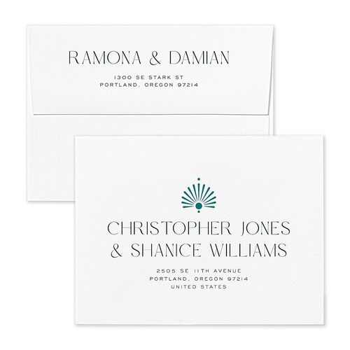 Modern Deco Thank You Card Envelopes Rose Deep Lake Recipient Address Signature Standard