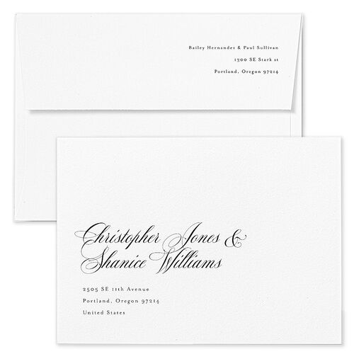 Eternal Love Rehearsal Dinner Invitation Envelopes White Licorice Both Recipient and Return Addresses Signature Standard