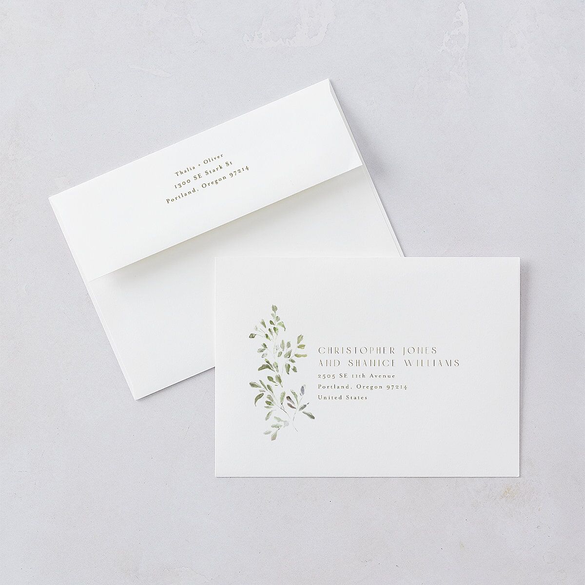 Gilded Greenery Save The Date Cards Gold Pure White Signature smooth Blank No Standard