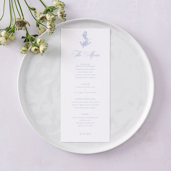 Coastal Oysters and Anchors Menus Sea Blue Signature