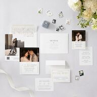 Elegant Frame Wedding Invitations Gold Pure White Signature Blank No Standard