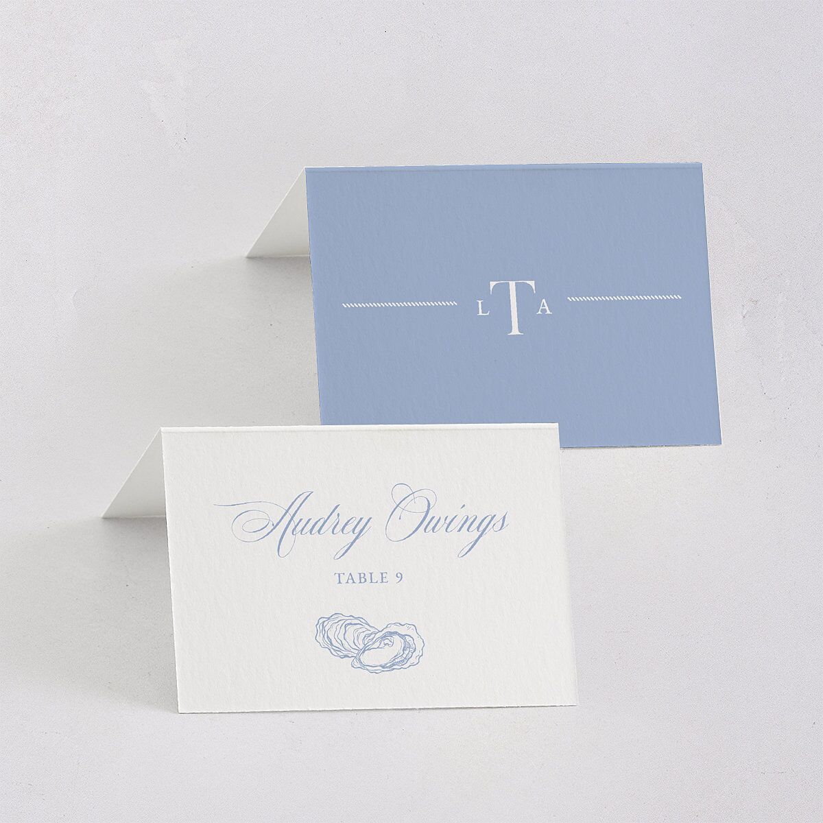 Coastal Oysters and Anchors Place Cards Sea Blue Signature