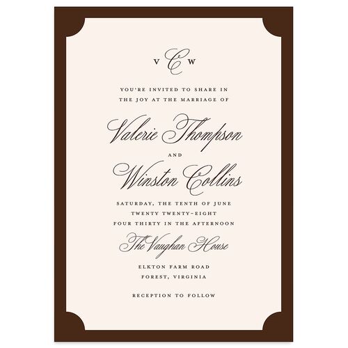 Elegant Eclectic Wedding Invitations Walnut Signature Blank No Standard