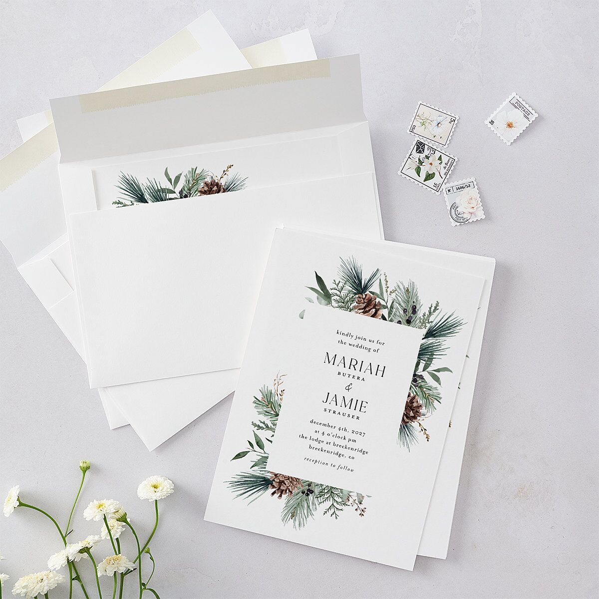 Rustic Pine Wedding Invitations — view 4