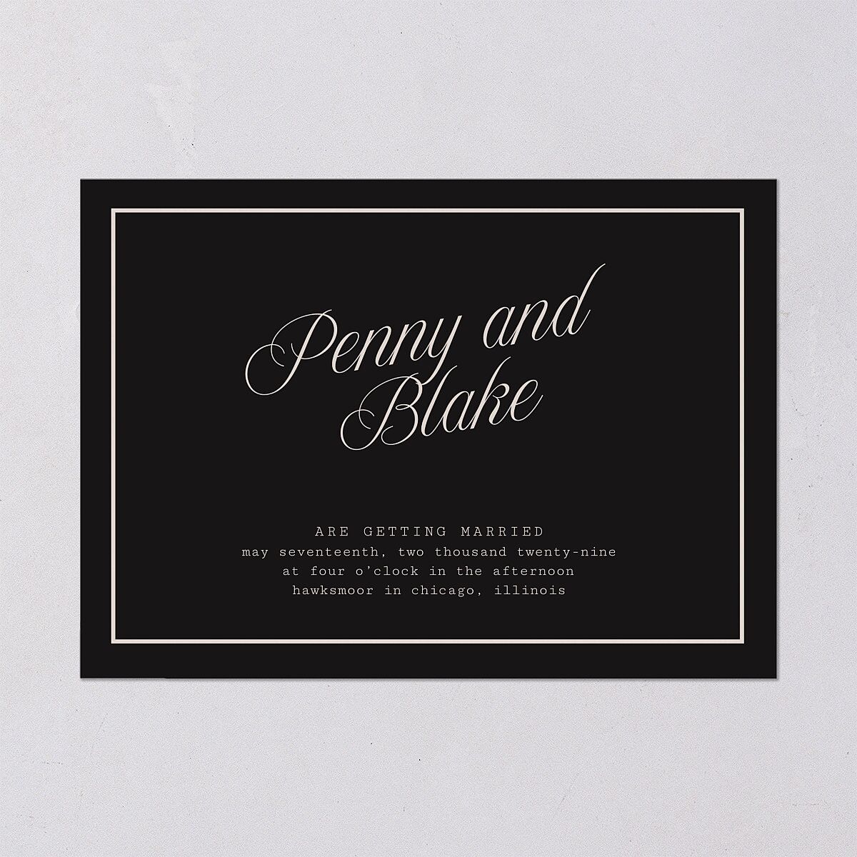 Vintage Script Wedding Invitations Midnight Signature Blank No Standard