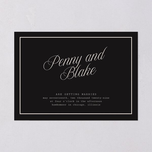 Vintage Script Wedding Invitations Midnight Signature Blank No Standard