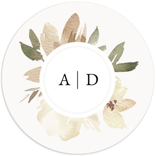 Neutral Greenery Wedding Stickers Thyme Circle