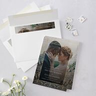 Ornate Regency Save the Date Cards Gold Bisque Signature smooth Blank No Standard