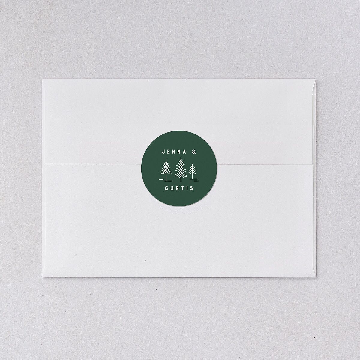 Iconic Mountain Wedding Stickers Dark Green Circle
