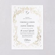 Formal Opulent Frame Foil Wedding Invitations Pure White Gold No Signature Blank Standard
