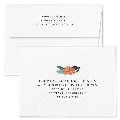 Vintage Island Wedding Invitation Envelopes Blue Standard Rose Gold Both Recipient and Return Addresses Signature