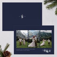 Triptych Trees Holiday Cards Navy Signature Blank Landscape Standard