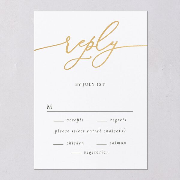 Romantic Photo Wedding Response Cards Gold Hunter Green Signature