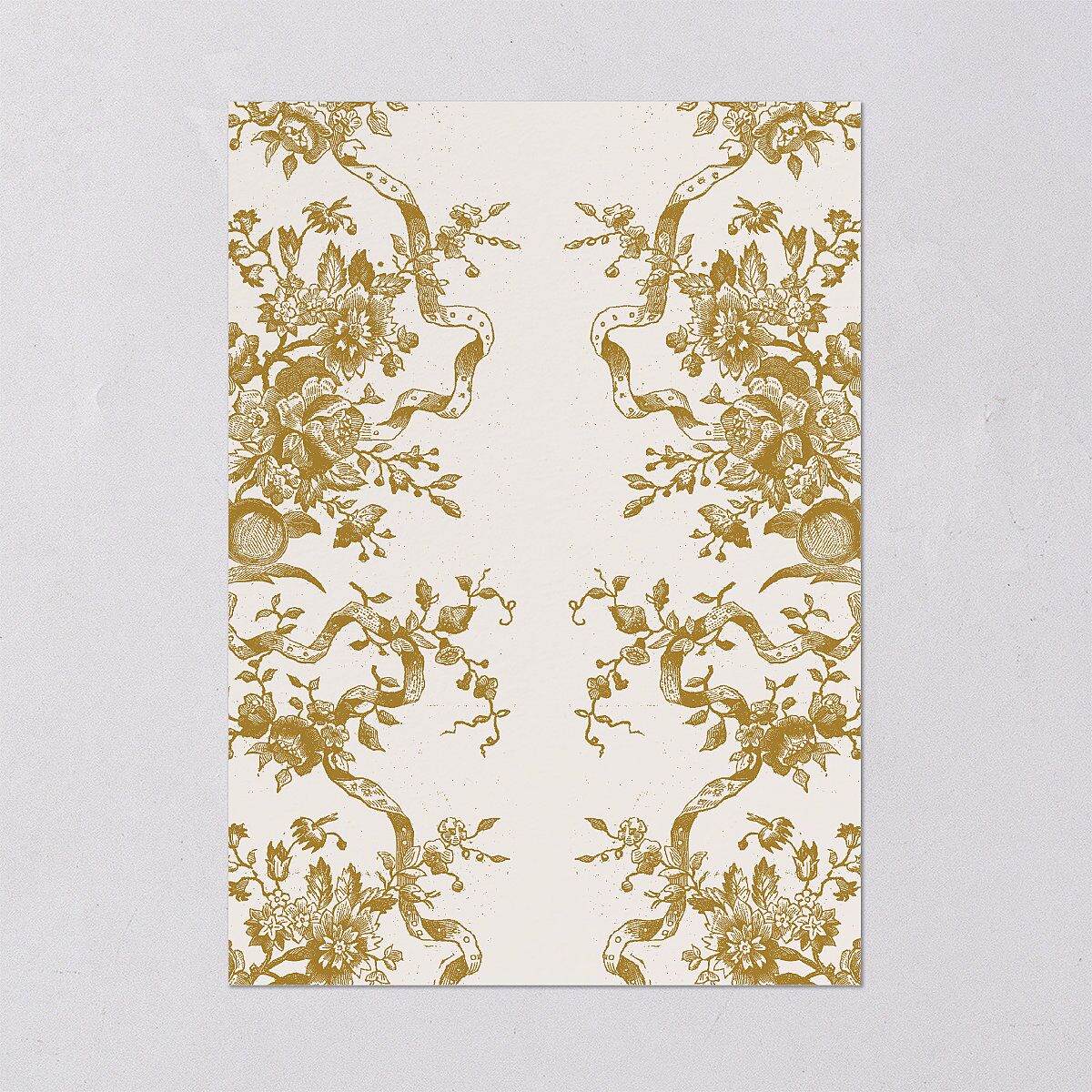 Vintage Toile Foil Wedding Invitations Gold Marigold Signature Blank No