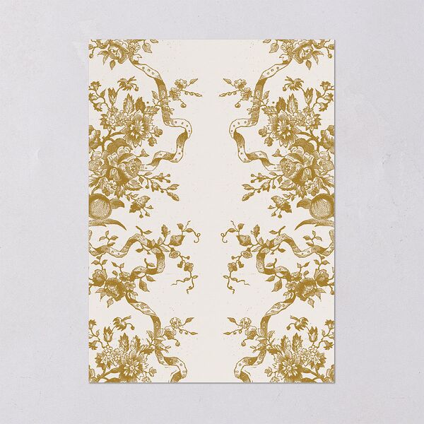 Vintage Toile Foil Wedding Invitations Gold Marigold Signature Blank No