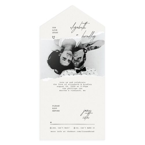 DIY Crafty Photo All-in-One Wedding Invitations Licorice Signature Light Both Recipient and Return Addresses No