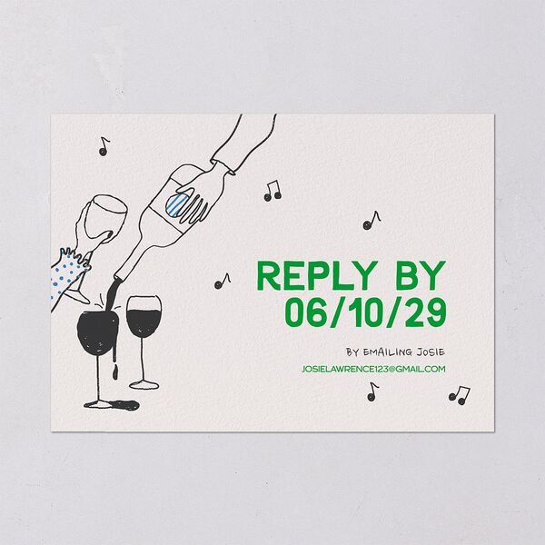 Hand Drawn Party Rehearsal Dinner Invitations Jewel Green Signature Blank Standard