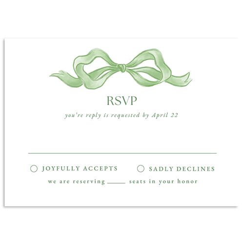 Vintage Bow Wedding Response Cards Jewel Green Signature Standard