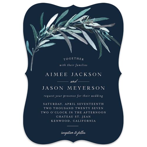Lush Greenery Wedding Invitations Moody Blue Signature Blank No Bracket