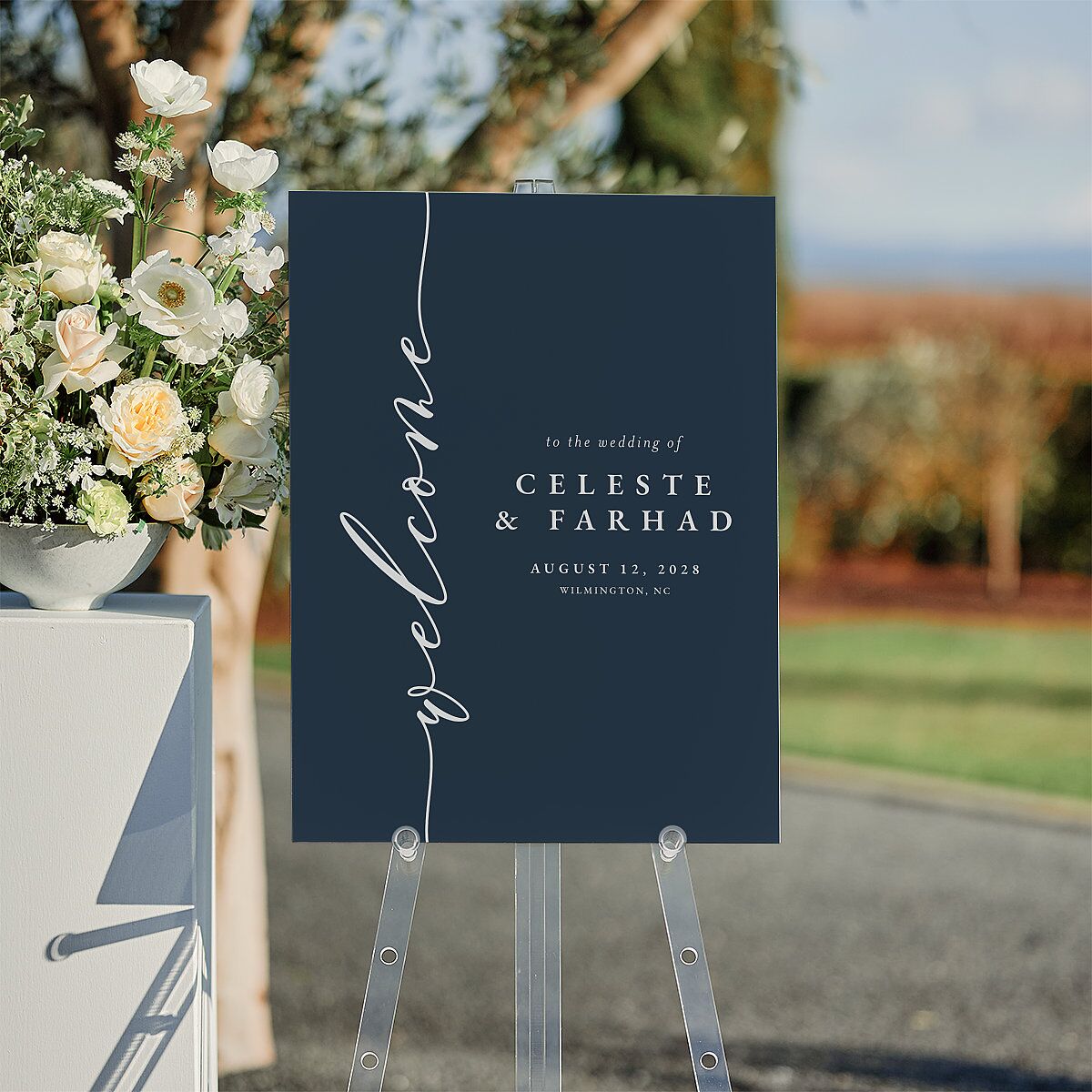 Illuminated Trees Standard Welcome Sign Medium Moody Blue Standard Indoor Foam Core M Welcome