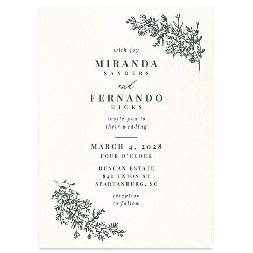 Botanical Branches Wedding Invitations Dark Night Signature Blank No Standard