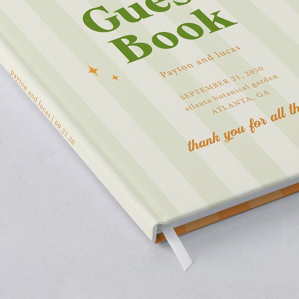 Colorful Retro Stripes Guest Books Sea Foam