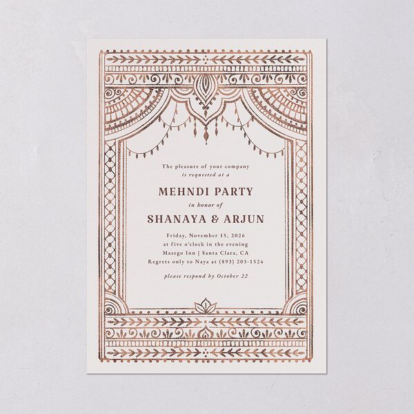 Painted Henna Rehearsal Dinner Invitations Chestnut Signature Blank