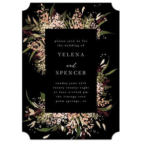 Moody Romance Wedding Invitations Gold Midnight Signature Blank No Ticket